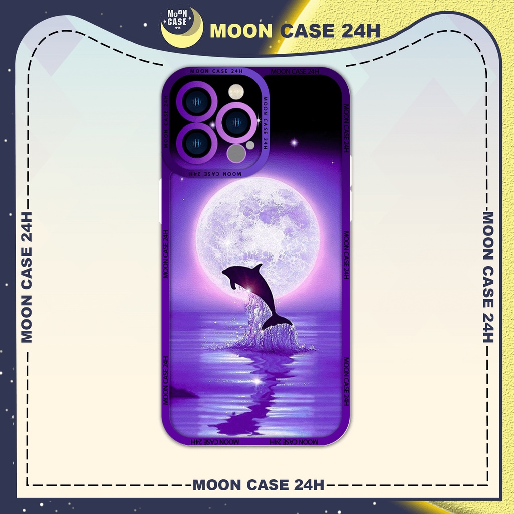 Ốp lưng iphone MOON CASE 24H Cá Heo Nghệ Thuật Đêm Trăng ip 8/x/xs/xs max/11/12/13/14pro/plus/promax
