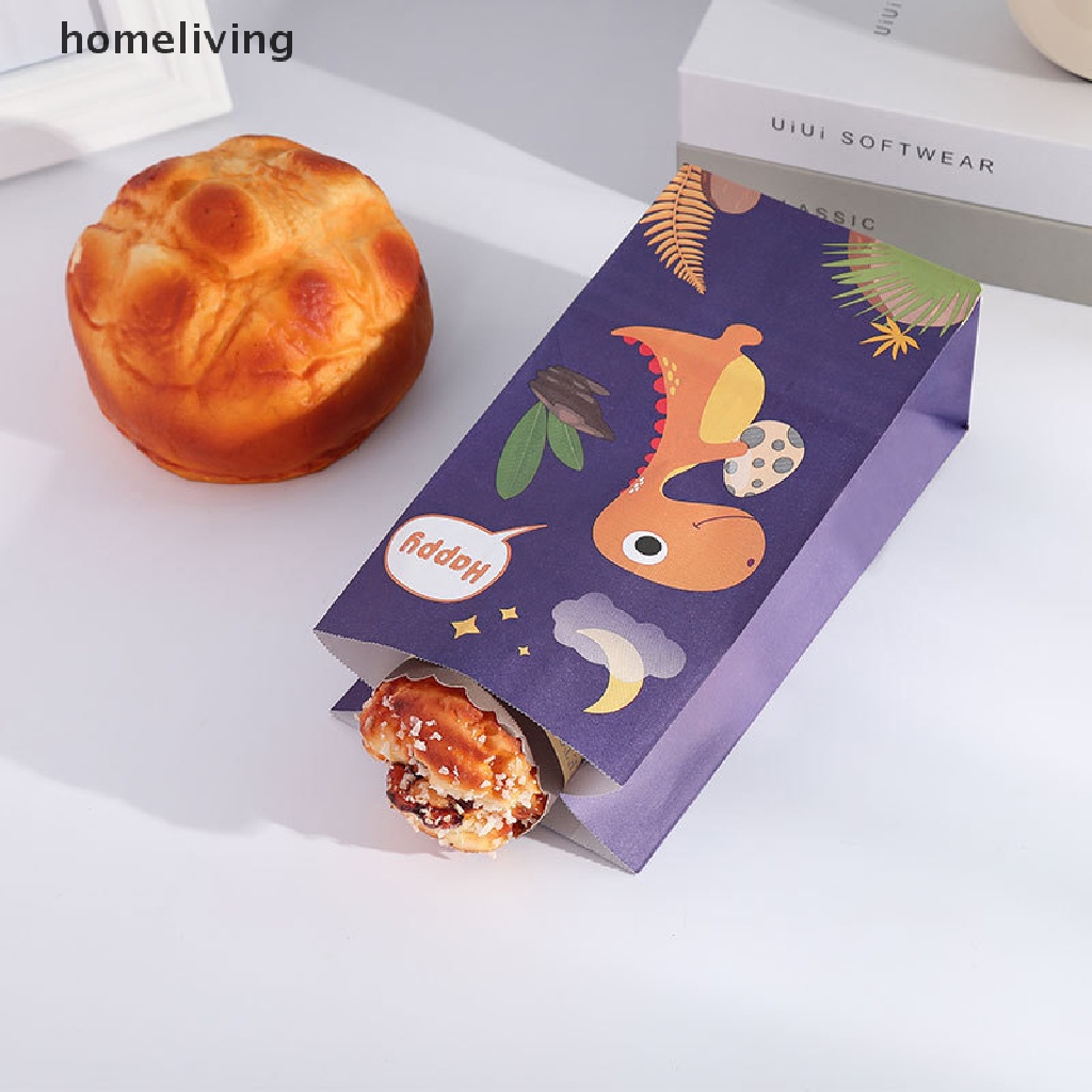 Bộ 10 Túi Giấy Đựng Bánh Kẹo In Hoạt Hình Khủng Long Dễ Thương