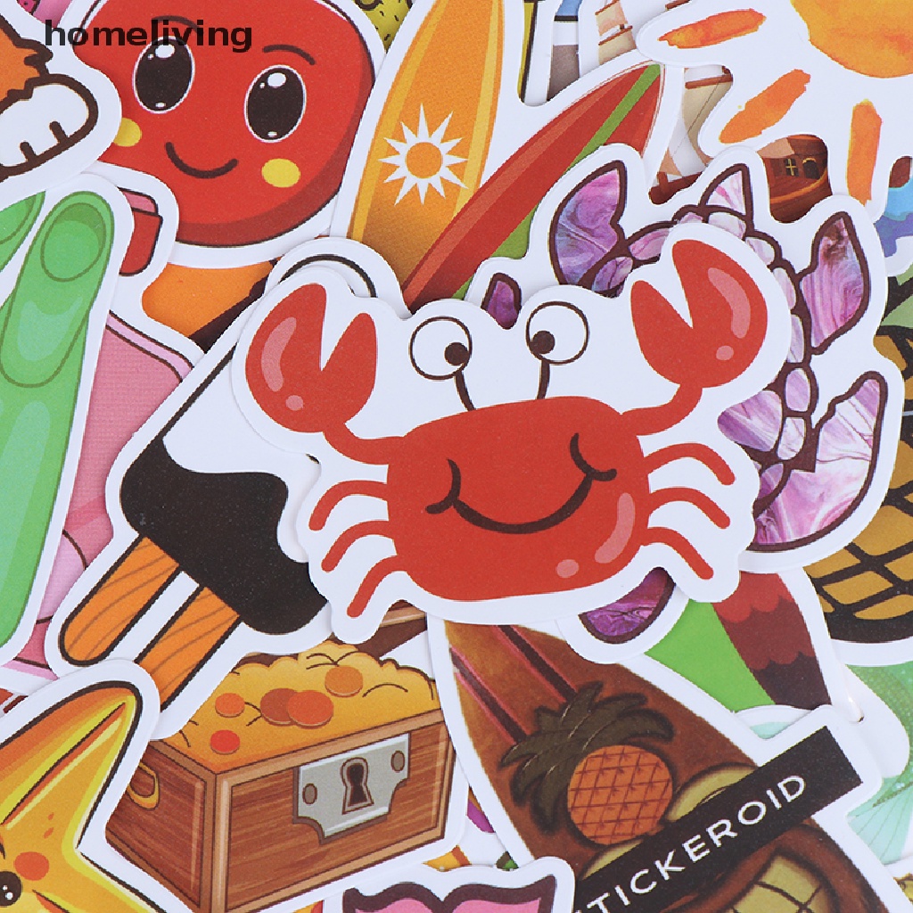 Bộ 50 Miếng Dán Hoạt Hình Dễ Thương Trang Trí Laptop Vali Guitar Ván Trượt