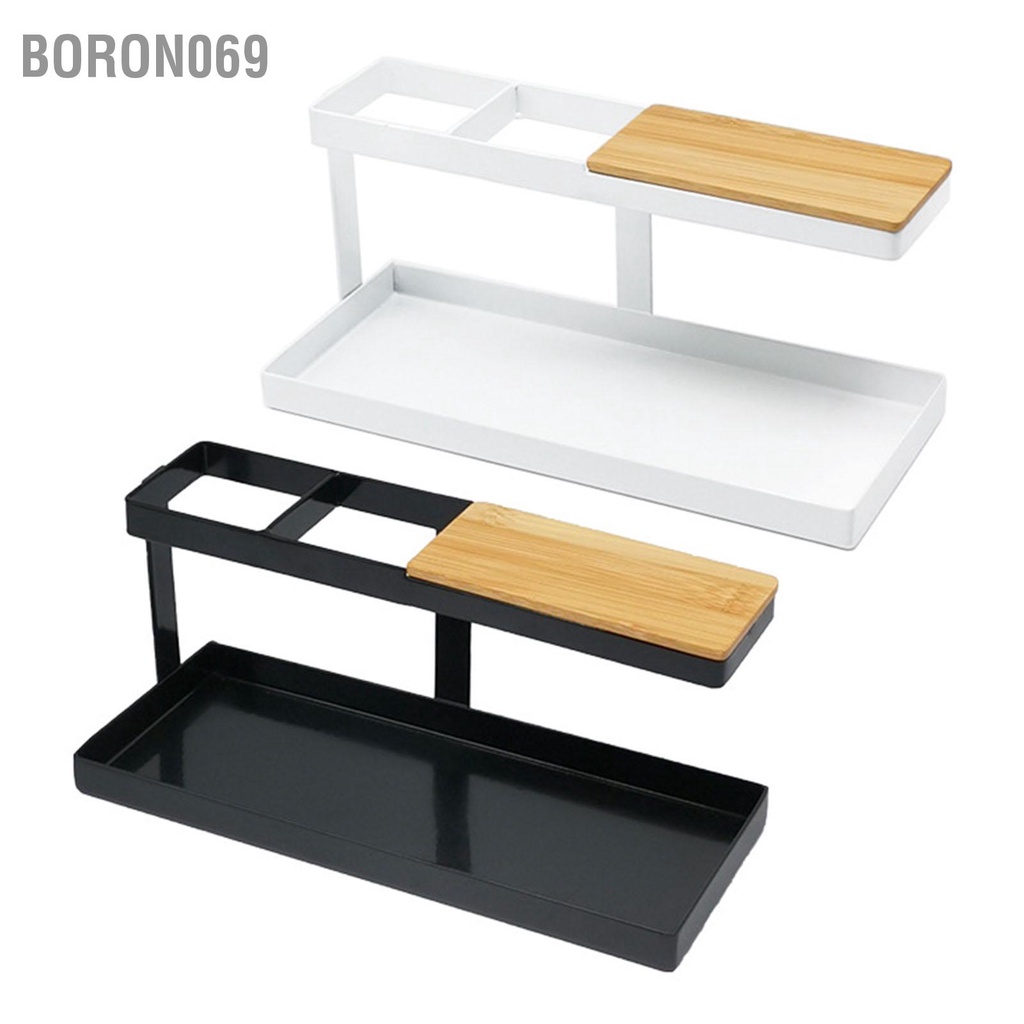 Boron069 Máy Tính Để Bàn Có Giá Đồ Đa Năng 2 Lớp Sắt Nghệ Thuật Cho Phím Điều Khiển Từ Xa Điện Thoại Kính