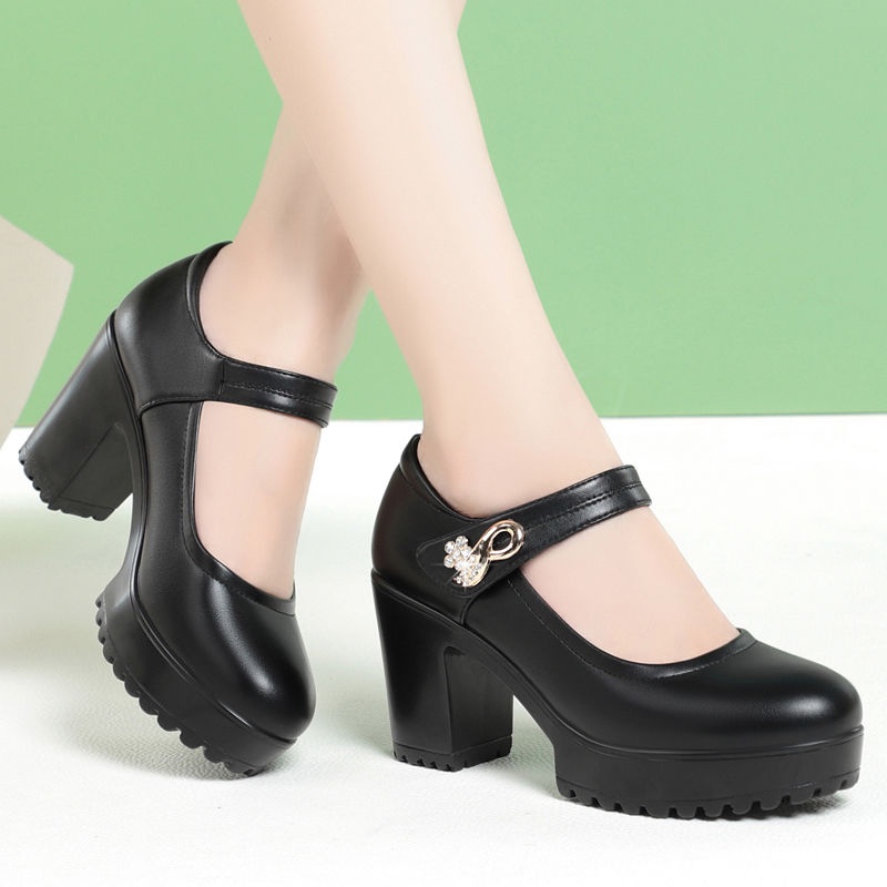 35-40 Giày cao gót catwalk sườn xám phong cách dân tộc Giày biểu diễn thoải mái nền tảng chống thấm nước đế dày cho nữ Giày công sở gót thô