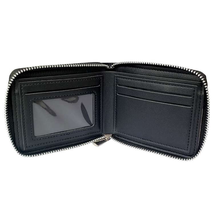 Ví Ngắn Đựng Tiền Xu In Hoạt Hình 3D Màu Đen Dành Cho Học Sinh