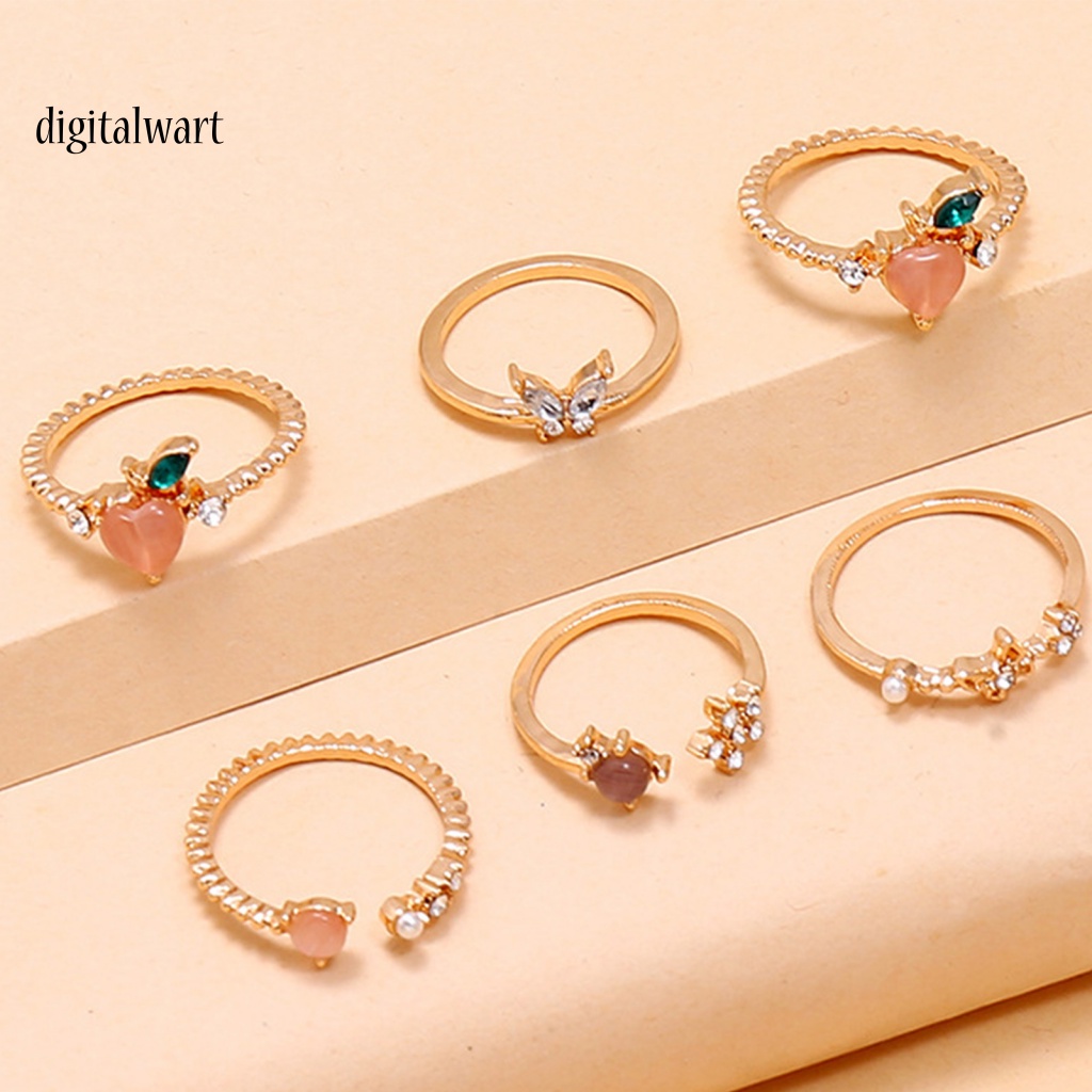 Kỹ Thuật Số| Set 11 Nhẫn Đeo Khớp Ngón Tay Hình Trái Cây Đính Đá Xinh Xắn Dành Cho Nữ