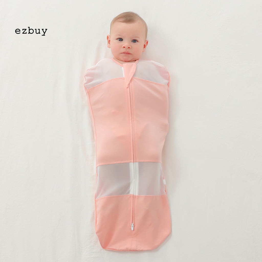 [EY] Chăn Quấn Em Bé Chất Liệu Cotton Có Dây Kéo Kép Màu Trơn Parisarc