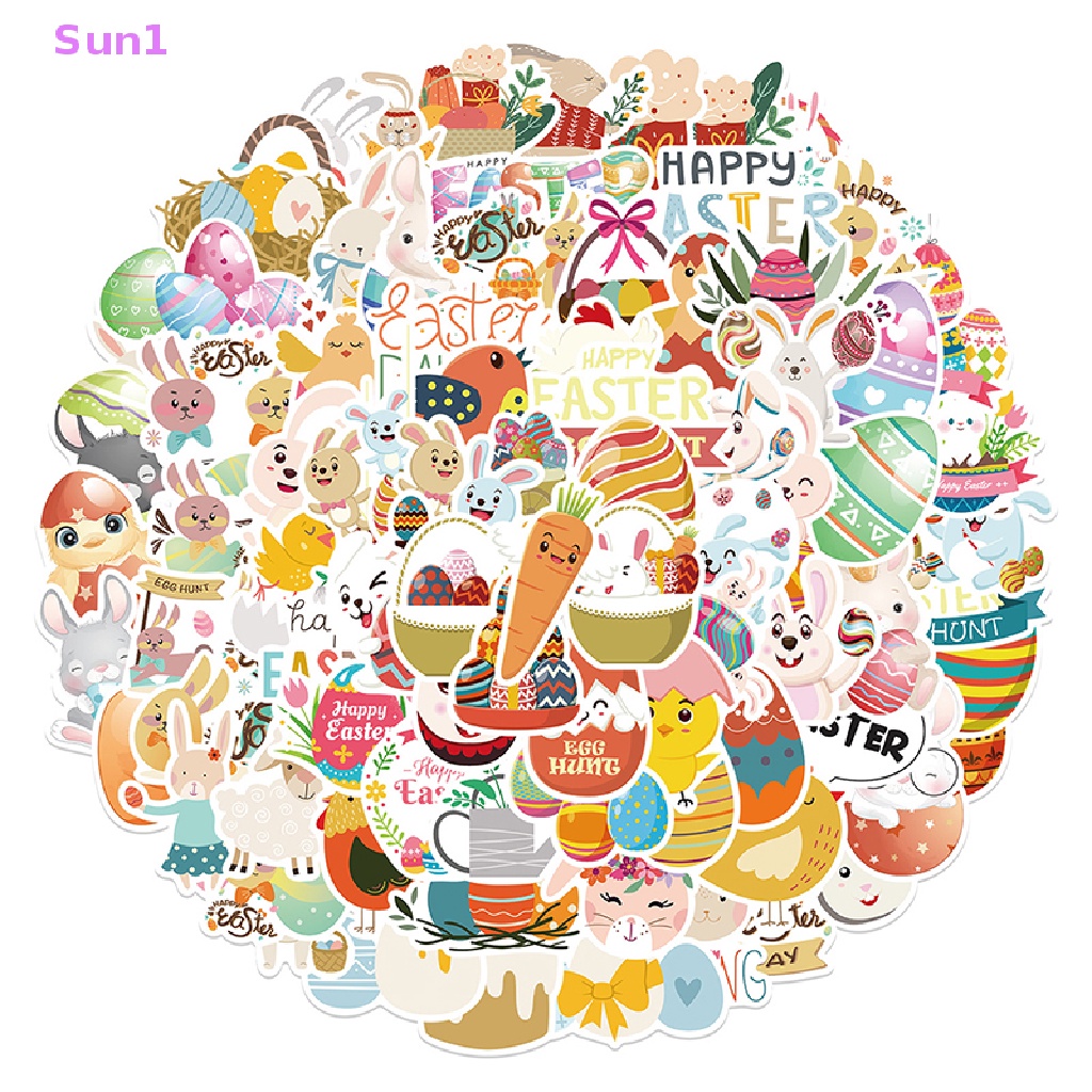 Bộ 100 Miếng Dán Hoạt Hình Phục Sinh Trang Trí Điện Thoại / Ván Trượt / Laptop / Xe Hơi Sun1 > 100 Cái