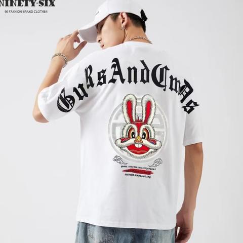 Áo Thun 100% Cotton Tay Ngắn Cổ Tròn In Họa Tiết Phong Cách Harajuku Nhật Bản Thời Trang Mùa Xuân Cho Nam Giới Có Size M-5XL