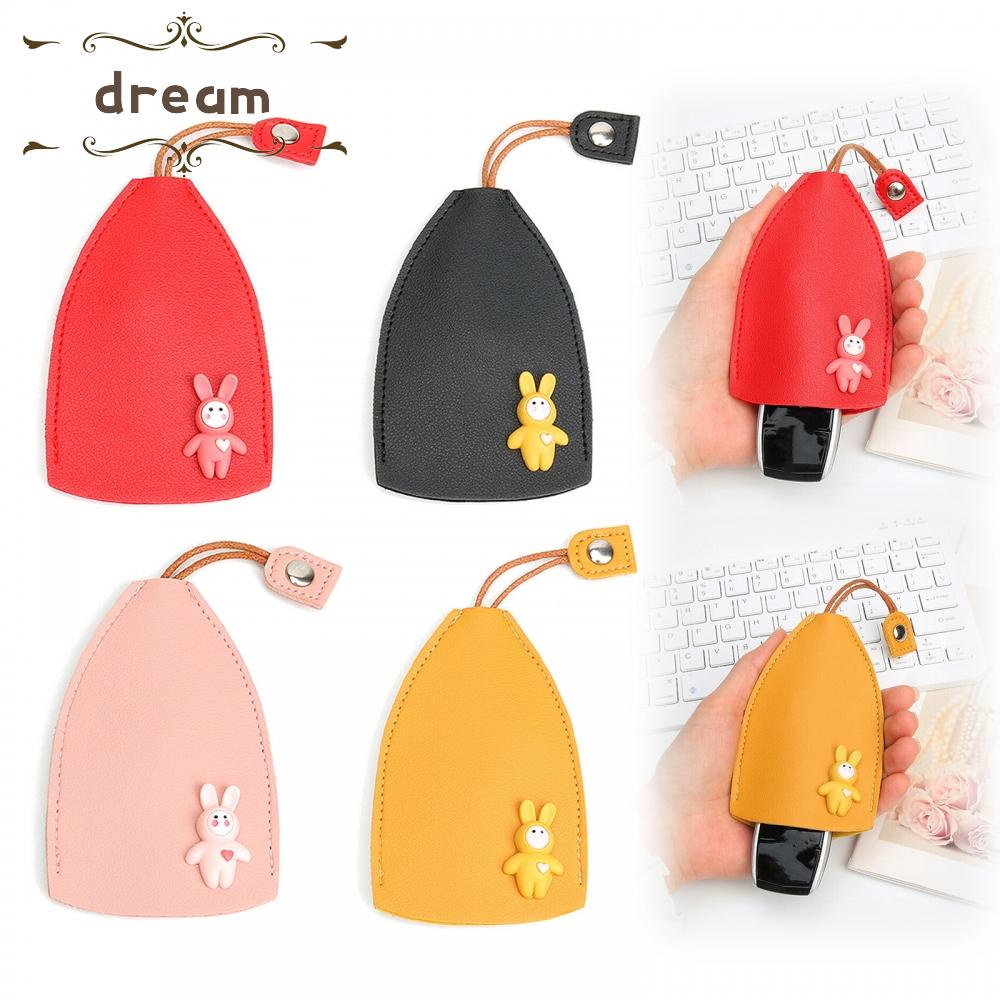 【DREAMLIFE】4 PCS PU Leather Creative Pull Out Cute Large Capacity Car/Key Case/Car Keychain