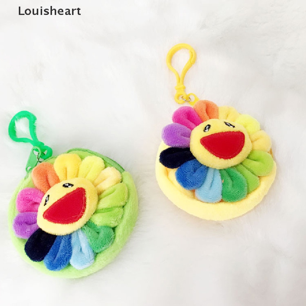 Louisheart Móc Khóa Hình Hoa Hướng Dương Mặt Cười Nhồi Bông Nhiều Màu Có Khóa Kéo Tiện Dụng