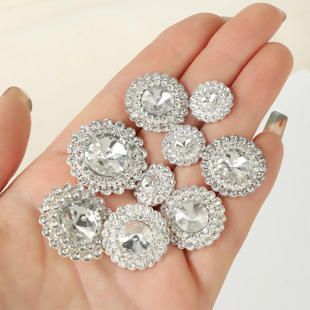 TEALY Bộ 10 Nút Áo Kim Loại Đính Đá Lấp Lánh Dùng Cho Trang Trí Quần Áo/Sổ Tay DIY