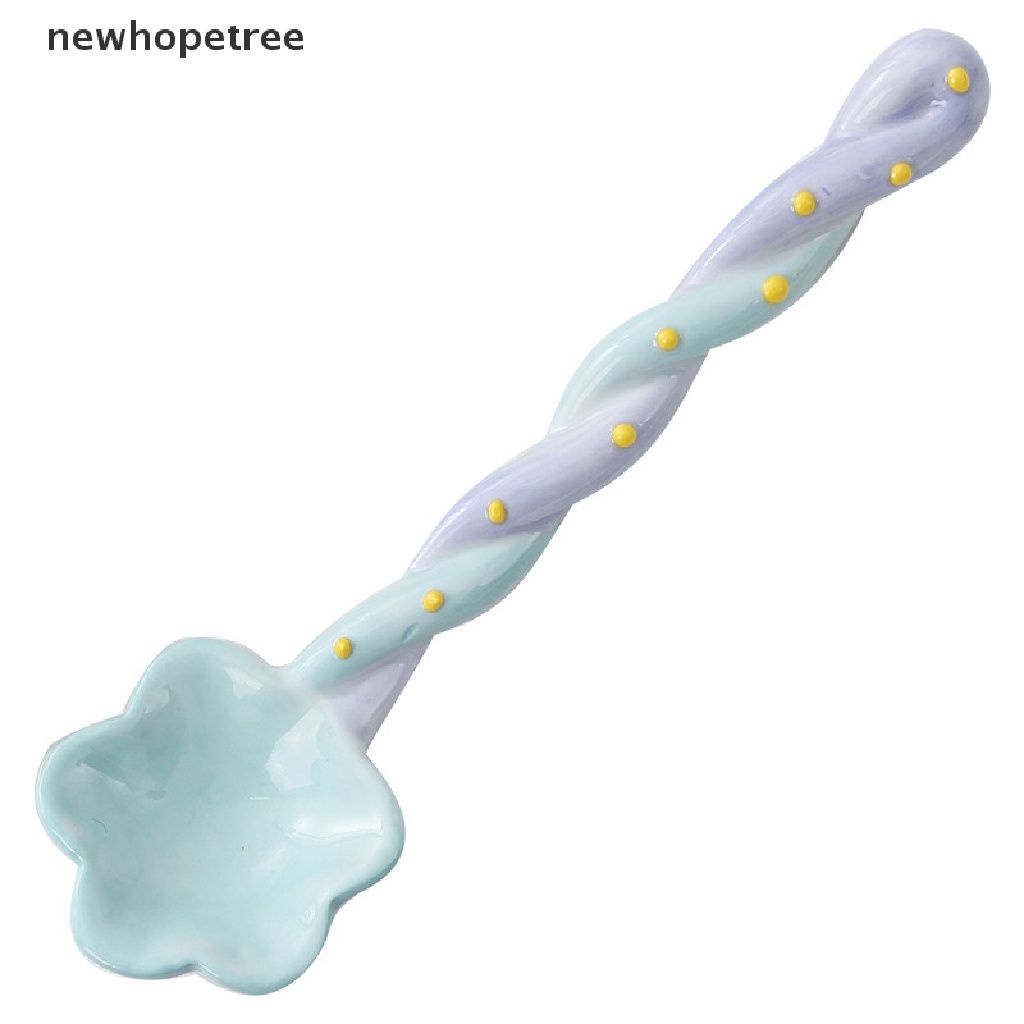 1 Muỗng Sứ Cán Dài Vẽ Hình Cây Kem Dễ Thương