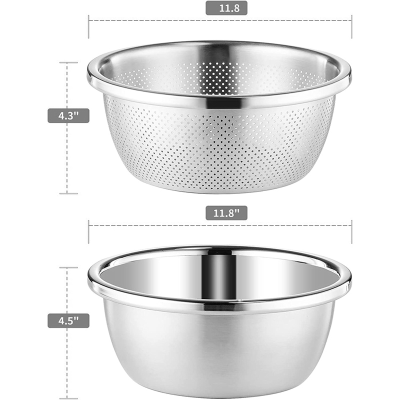 Bộ Tô Đựng Thức Ăn Ráo Nước Bằng Thép Không Gỉ 304