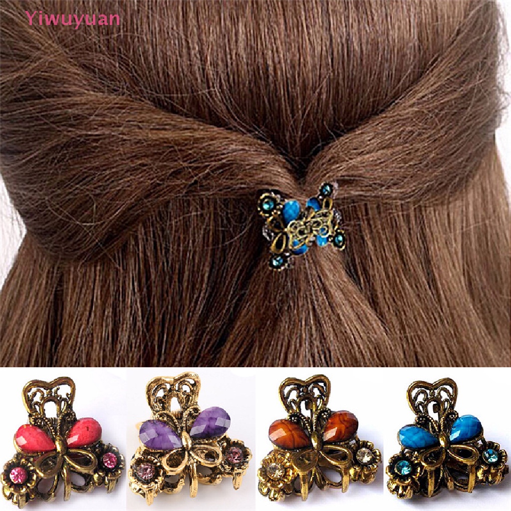 Kẹp Tóc Hình Bướm Mini Bằng Nhựa Resin Phong Cách Retro Thời Trang Cho Nữ