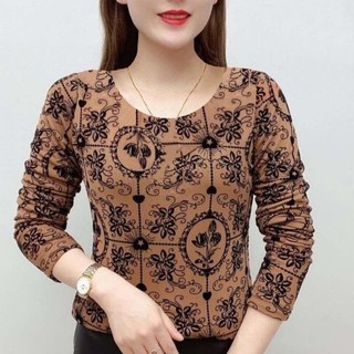 Áo sơ mi Size lớn của phụ nữ trung niên áo sơ mi áo sơ mi thời trang nữ thời trang dài tay in họa tiết