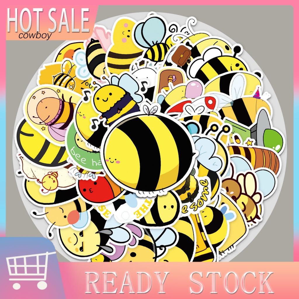 Chú Bò Sữa Ngộ Nghĩnh Đáng Yêu| Set 50 Miếng Dán Honeybee Thân Thiện Với Môi Trường Trang Trí Bình Nước / Ván Trượt / Laptop Đa Năng