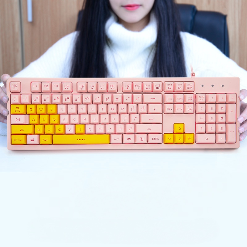 Bàn phím im lặng cơ học Bàn phím im lặng Văn phòng có dây Đèn xen kẽ để bàn Bàn phím chơi game