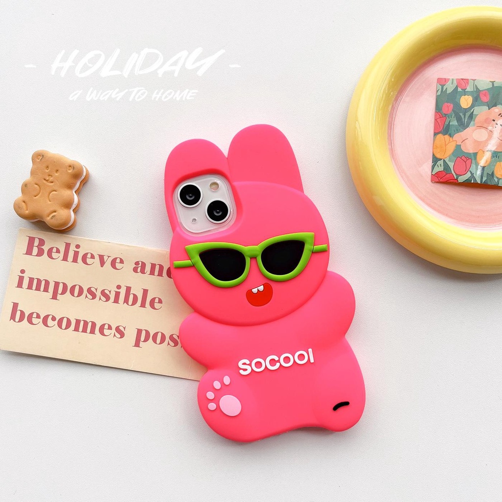 Ốp Điện Thoại Silicon TPU Mềm Hình Thỏ Hoạt Họa 3D Chống Sốc Chống Rơi Cho iPhone 14 13 12 11 Pro Max