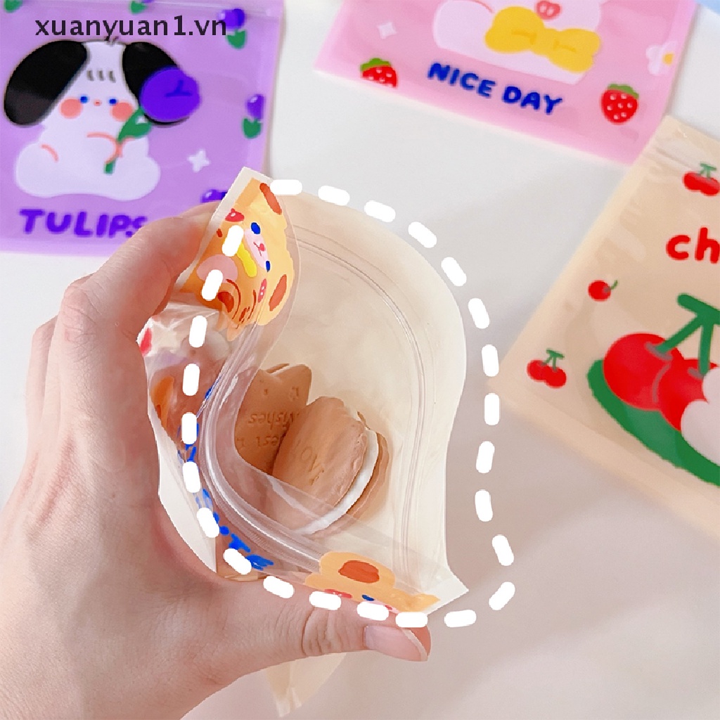 Set 10 Túi Zip Đựng Bánh Kẹo Bằng Poly Trong Suốt In Họa Tiết Hoạt Hình Dễ Thương