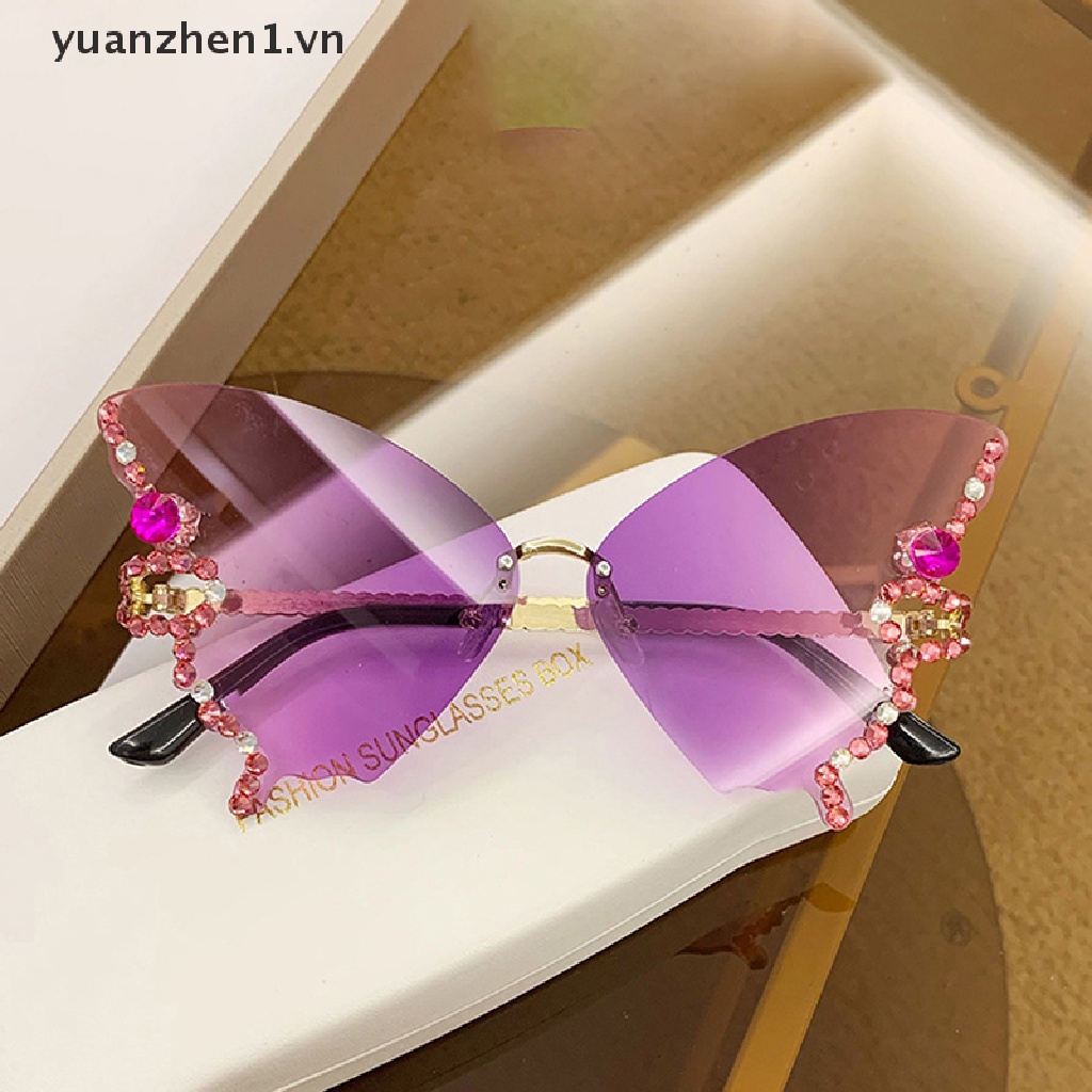 Kính Mát Gọng Kim Cương Hình Bướm Vintage Thời Trang Cho Nữ