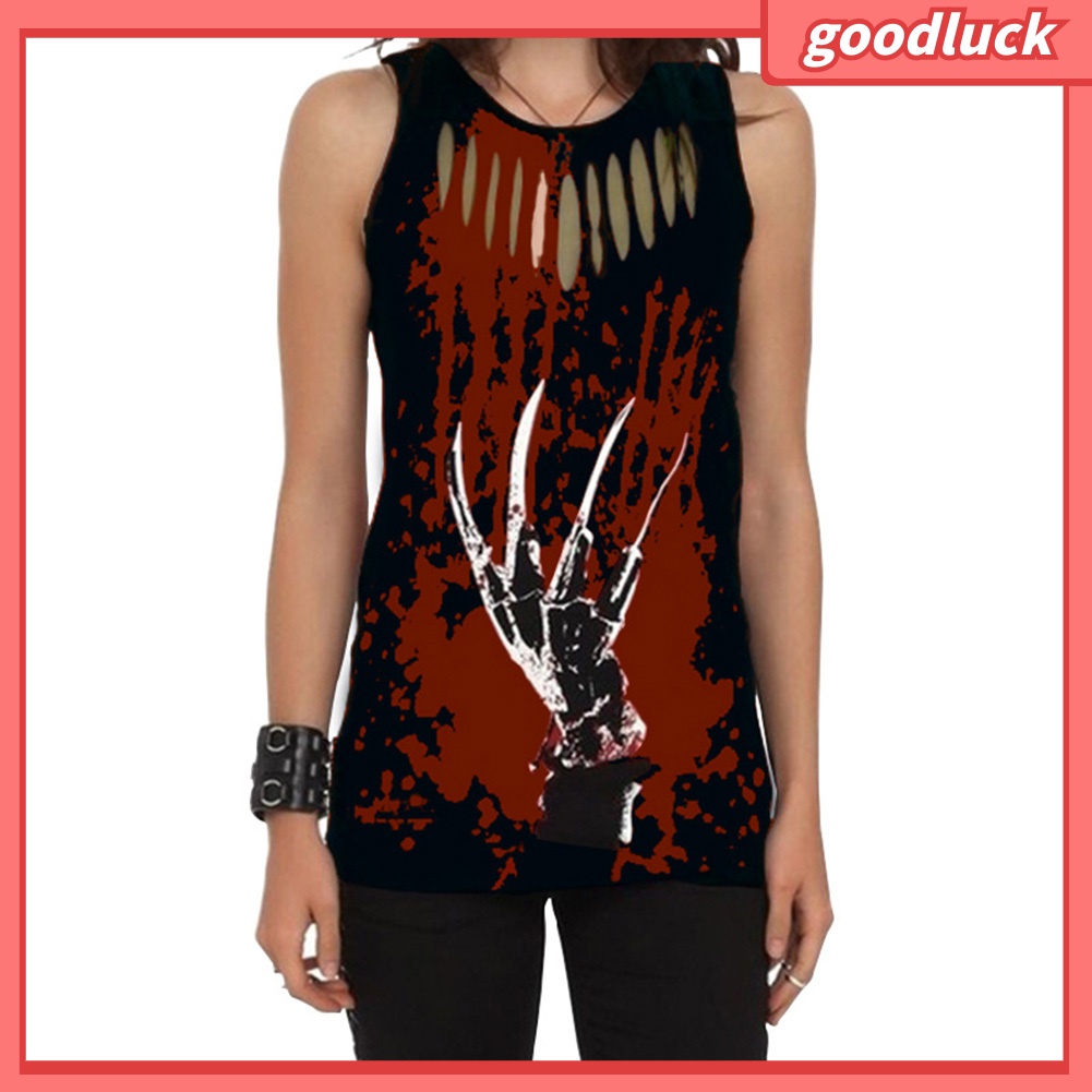 Áo Tank Top Sát Nách In Hình Bàn Tay Đầu Lâu Khoét Lỗ Plus Size Cho Nữ