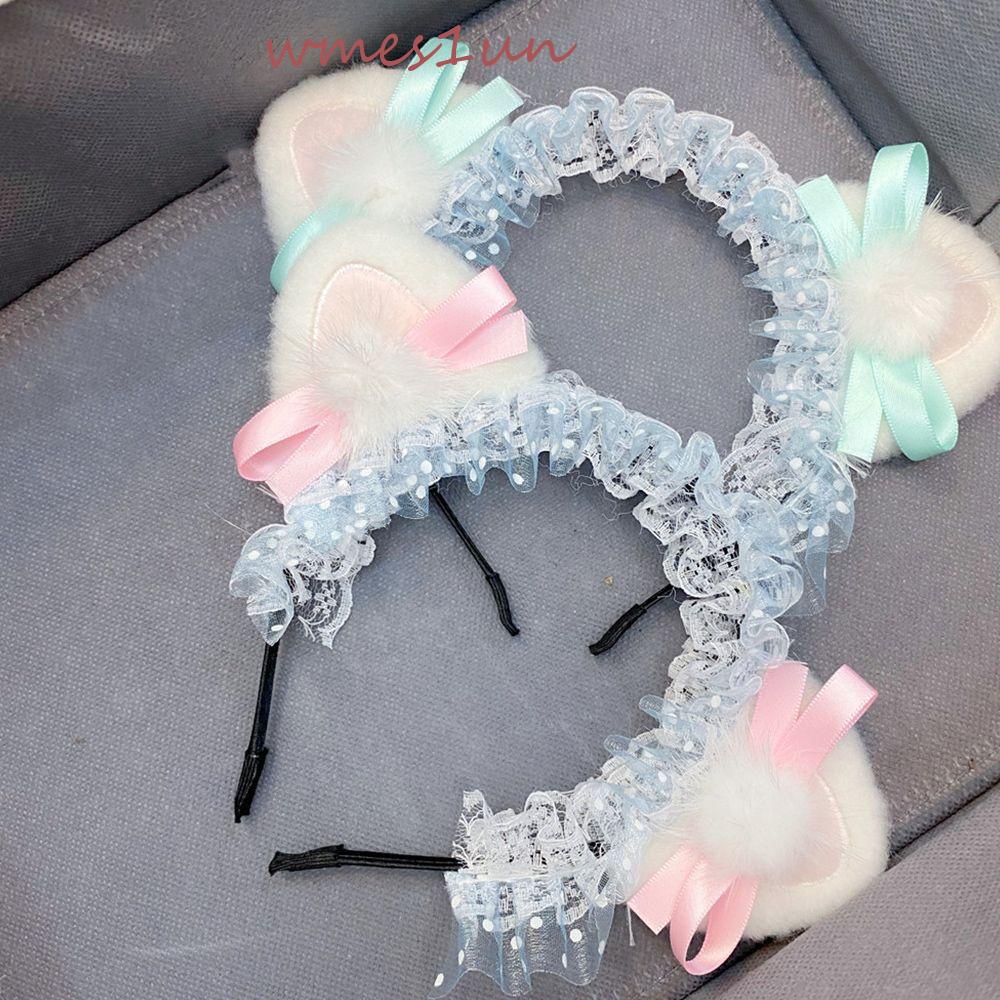 Băng Đô Cài Tóc Phối Ren Lông Nhung Phong Cách Lolita Dễ Thương WMES15H