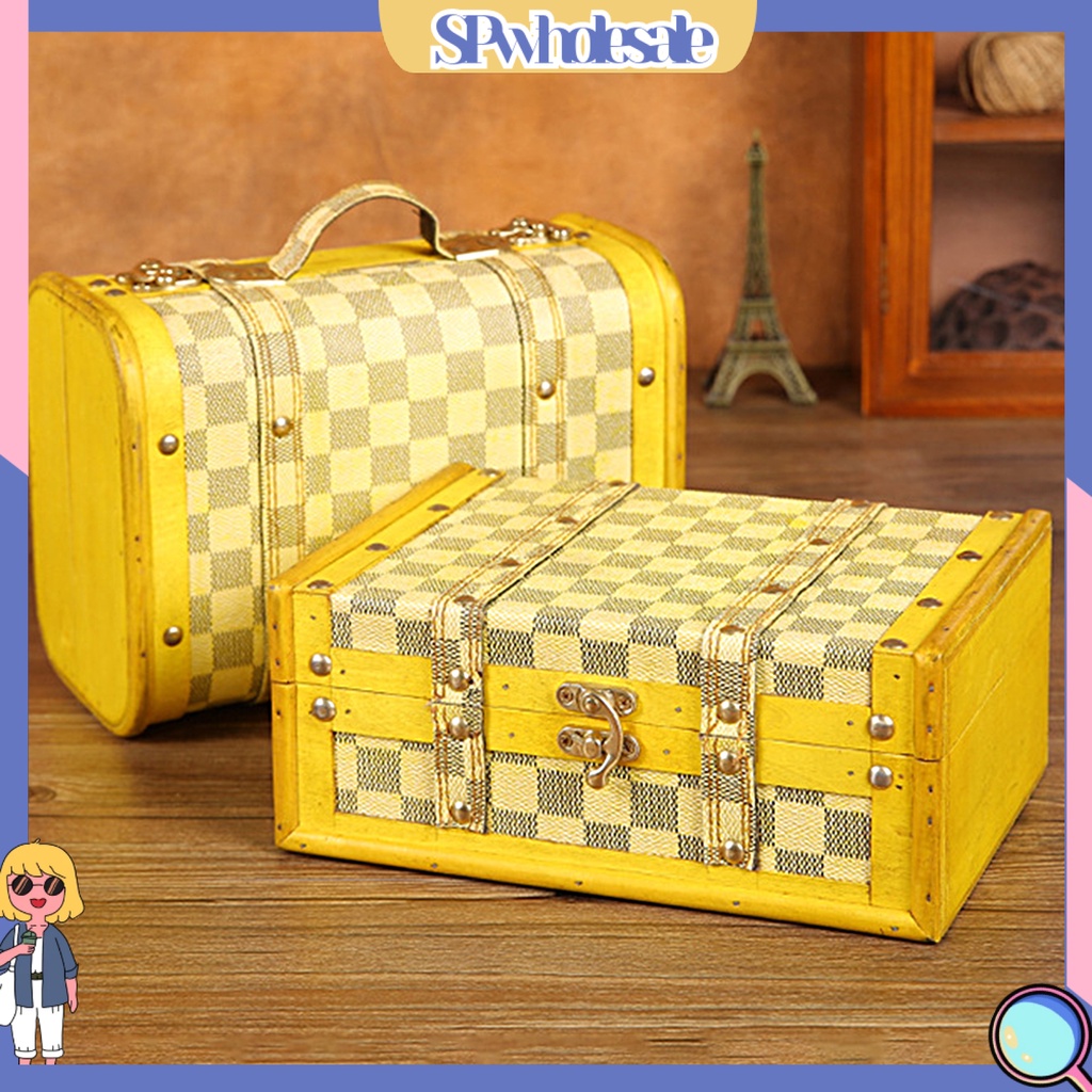 <SPwholesale> Hộp Đựng Trang Sức Bằng Gỗ Sức Chứa Lớn Chống Bụi Phong Cách Retro Dùng Làm Đạo Cụ Chụp Ảnh