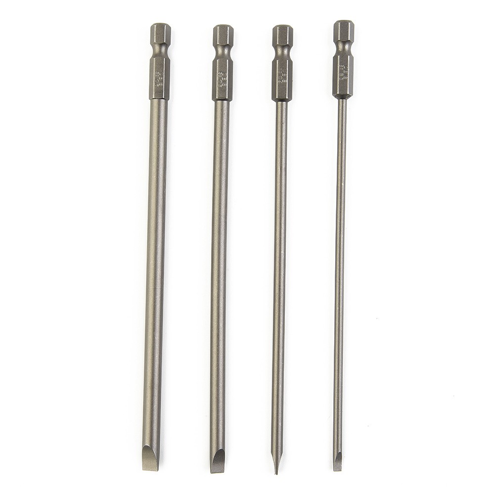 Bộ 4 Chiếc Mũi Khoan Từ Tính 150mm Rãnh 3mm-6mm Đầu Phẳng 1 / 4 "Hex Shank