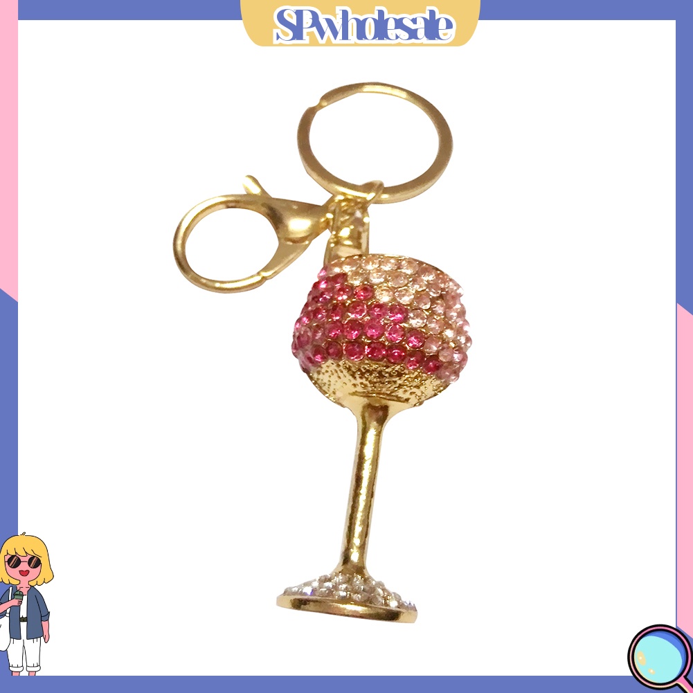 <SPwholesale> Móc Khóa Hình Ly Rượu Đính Đá Thời Trang Phong Cách