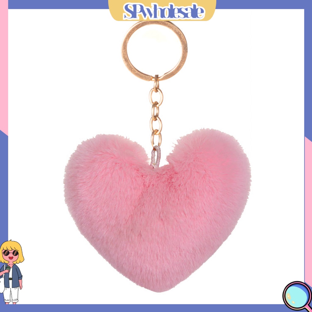 <SPwholesale> Móc Khóa Trái Tim Nhồi Bông Nhiều Màu Sắc
