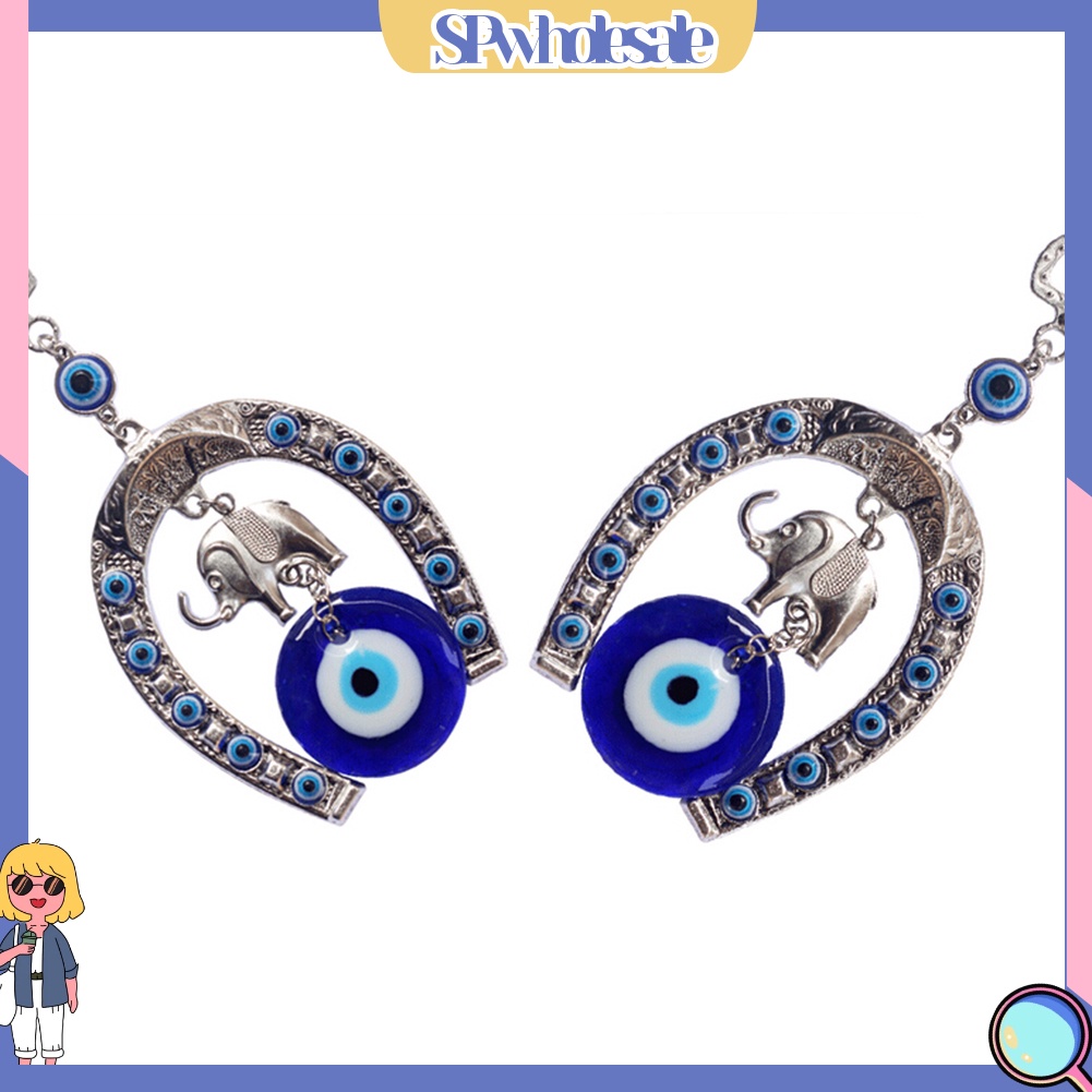 <SPwholesale> Mặt Dây Chuyền Hình Voi Mắt Xanh Thổ Nhĩ Kỳ Bảo Vệ May Mắn Cho Xe Hơi