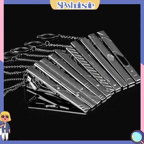 &lt;SPwholesale&gt; Kẹp Cà Vạt Kim Loại Màu Bạc Đơn Giản Cho Quý Ông &gt;