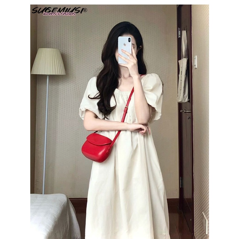 Đầm Dáng Dài Rộng Tay Phồng Thời Trang Mùa Hè Pháp Cho Nữ