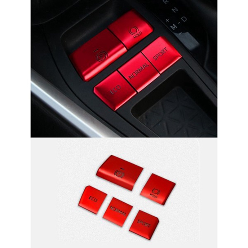 Bộ 5 Miếng Dán Nút Điều Khiển Trung Tâm Đa Phương Tiện Màu Đỏ Cho Toyota RAV4 2019-2021