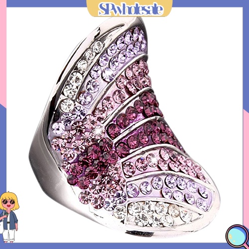 <SPwholesale> Nhẫn Mạ Bạc 925 Đính Đá Toàn Diện Phong Cách Hàn Quốc Cho Nữ