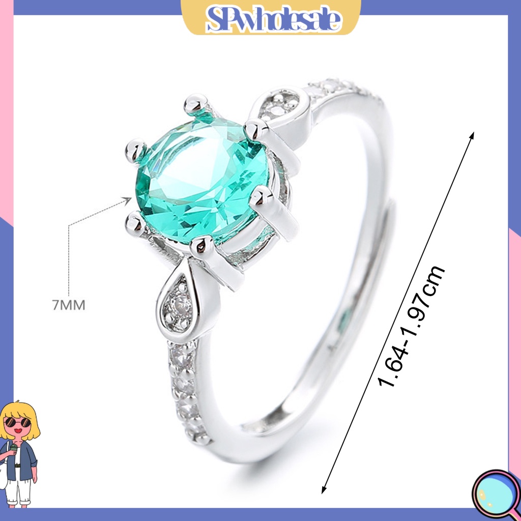 <SPwholesale> Nhẫn Cưới Dạng Hở Đính Đá Zircon Hình Giọt Nước Sáu Móng Lấp Lánh Có Thể Điều Chỉnh Quà Tặng Trang Sức Thời Trang Cho Nữ
