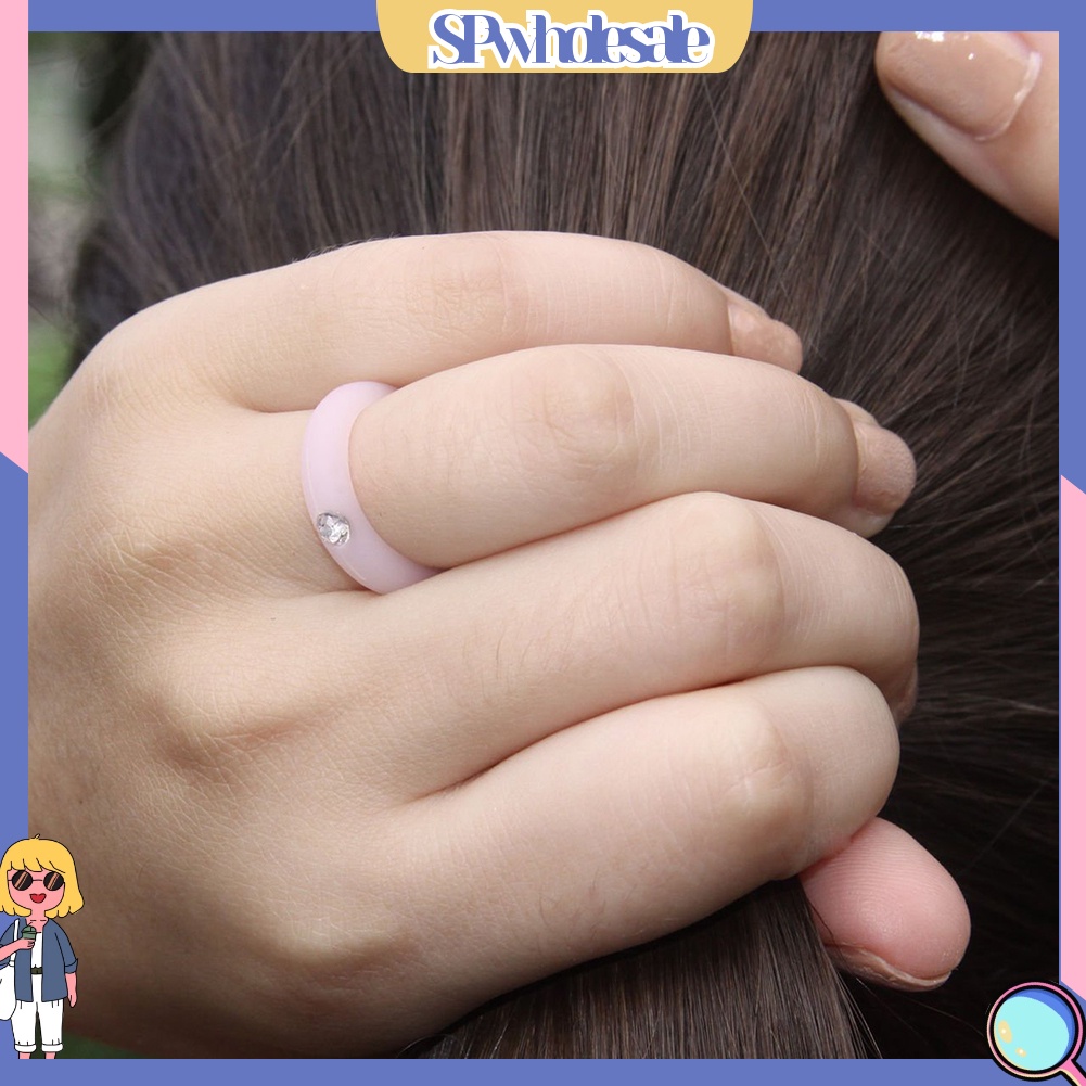 &lt;SPwholesale&gt; Nhẫn Silicone Đính Đá Thời Trang Cho Nữ