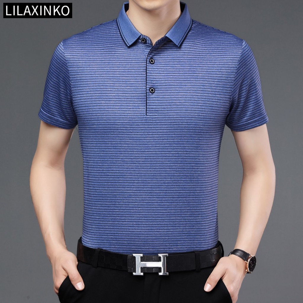 Áo Thun Polo Cotton Tay Ngắn Họa Tiết Kẻ Sọc 3 Màu Thời Trang Dành Cho Nam