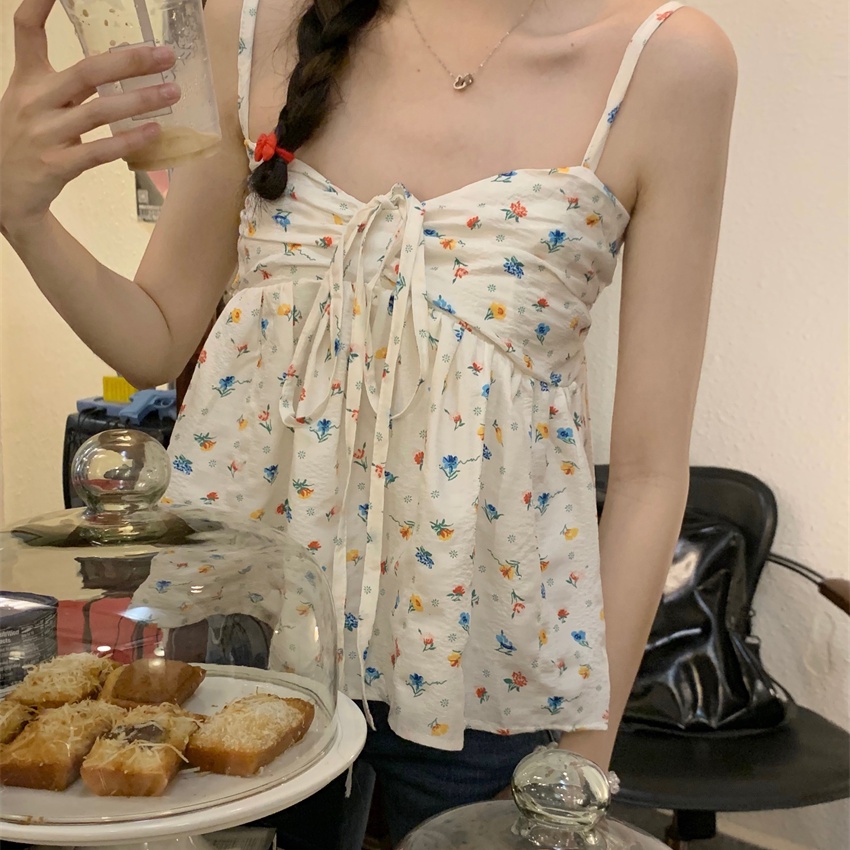 COZOK Áo Hoa Không Tay Cột Dây Thời Trang Gợi Cảm Cho Nữ