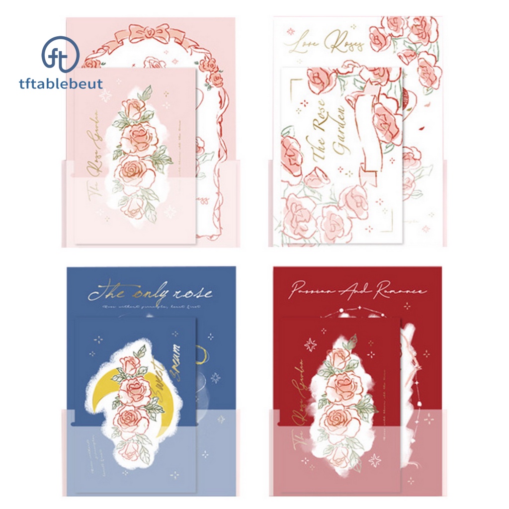 1 Bộ Phong Bì Bằng Giấy Không Phai In Họa Tiết Hoa &amp; Chữ Lãng Mạn Cho Nữ