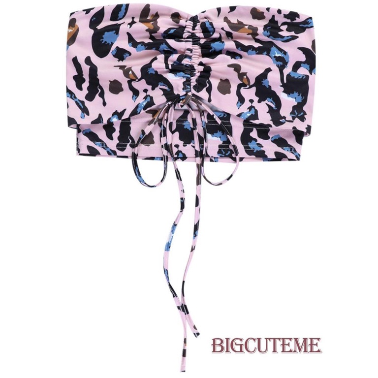 Áo Croptop Sát Nách Dây Rút Hở Lưng In Họa Tiết Thời Trang Mùa Hè Cho Nữ