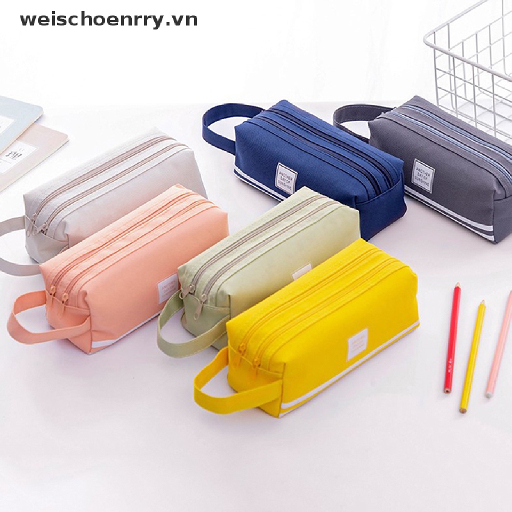 Túi Đựng Bút Bằng Vải canvas Hai Ngăn Thiết Kế Dễ Thương Cho Học Sinh