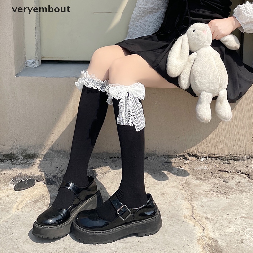 Quần Tất Phối Ren Co Giãn Phong Cách Lolita Nhật Bản