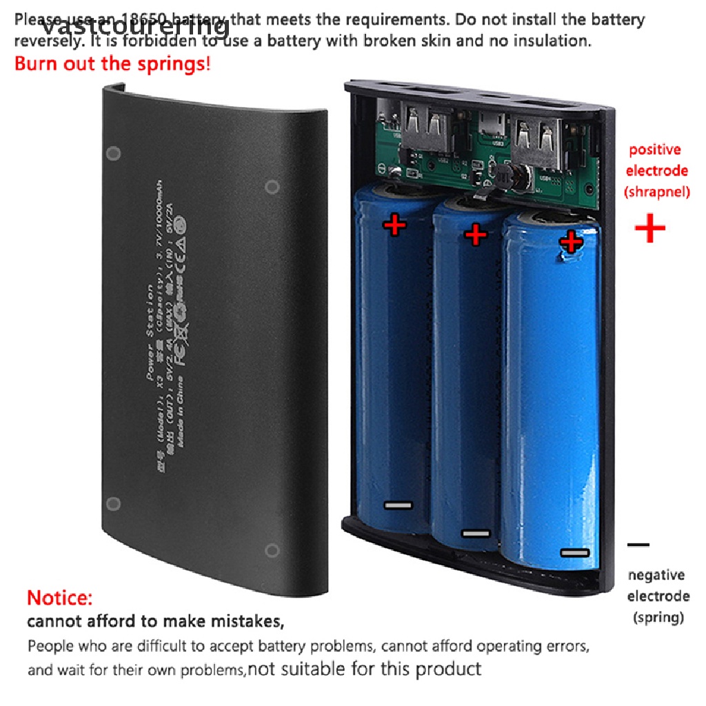 Vỏ Bảo Vệ Hộp Sạc Pin 3 Ngăn 3.7V 18650 DIY Tiện Dụng