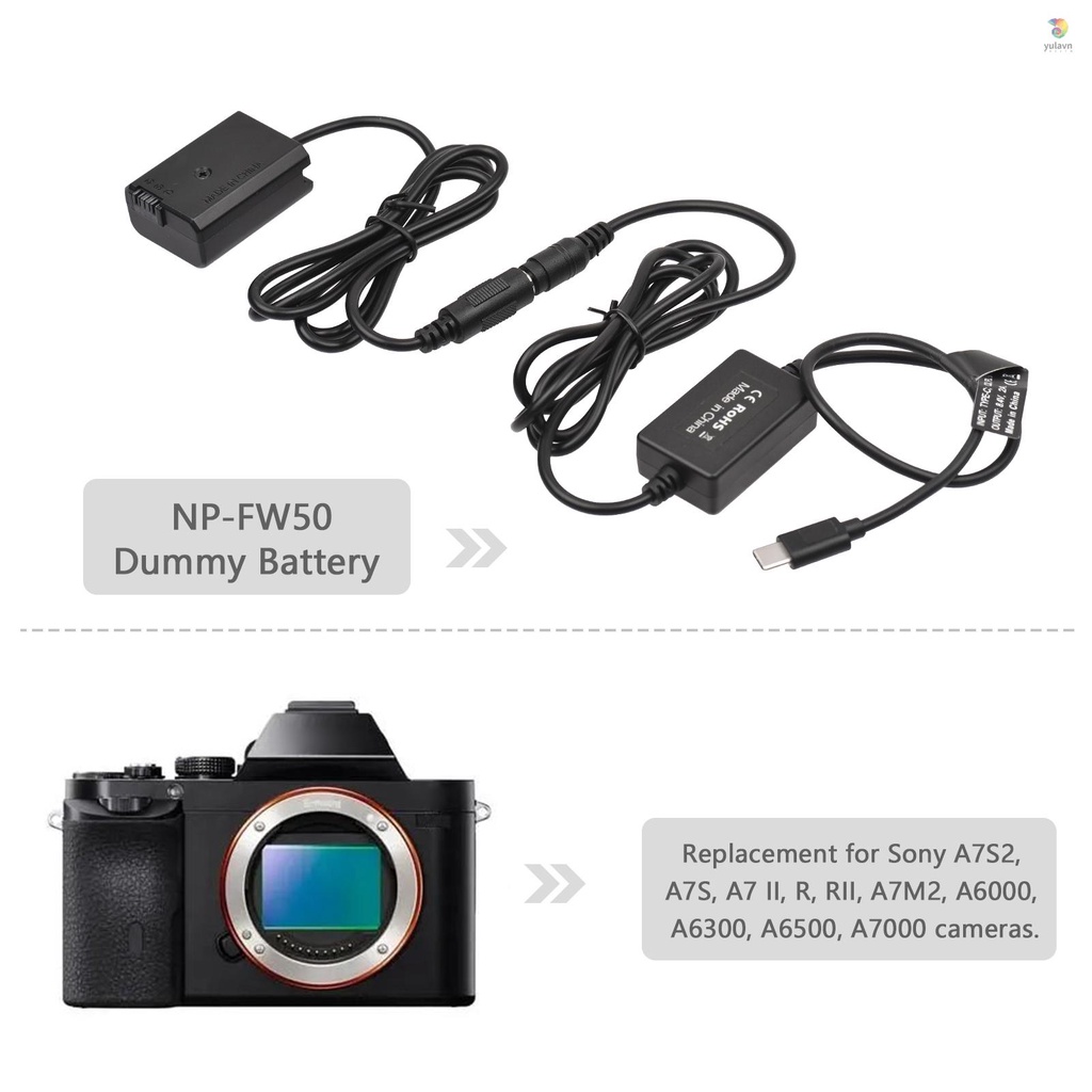 Dây Cáp PD USB Type-C NP-FW50 A7S2 A7S A7 II RII A7M2 A6000 A6300 A6500 A7000