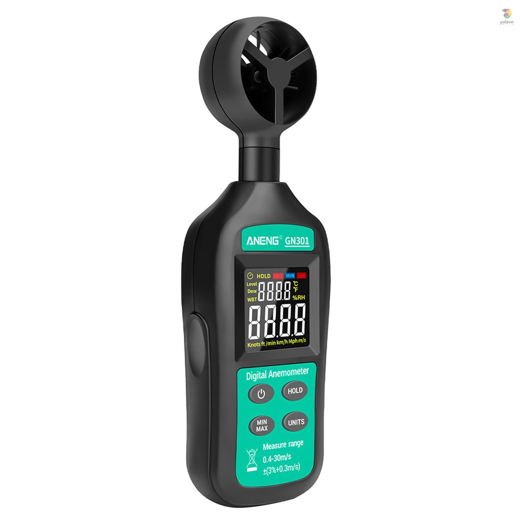 Máy Đo Tốc Độ Gió / Nhiệt Độ Kỹ Thuật Số Cầm Tay ANENG Với Đèn Nền LCD