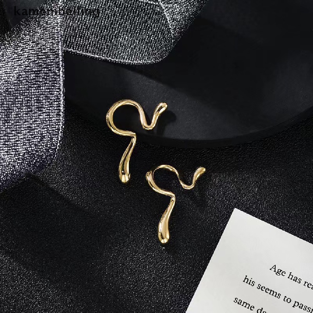 Kamembelling Khuyên Tai Dạng Kẹp Bằng Kim Loại Giả Bất Đối Xứng Thời Trang Cho Nam Và Nữ EN