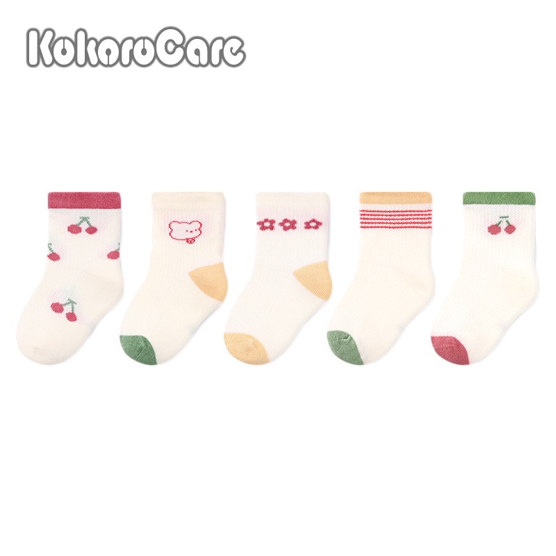 Set 5 Đôi Tất Lưới Mỏng Họa Tiết Hoạt Hình Dễ Thương Cho Bé Gái MSW-112 S / M / L 1-8 Tuổi