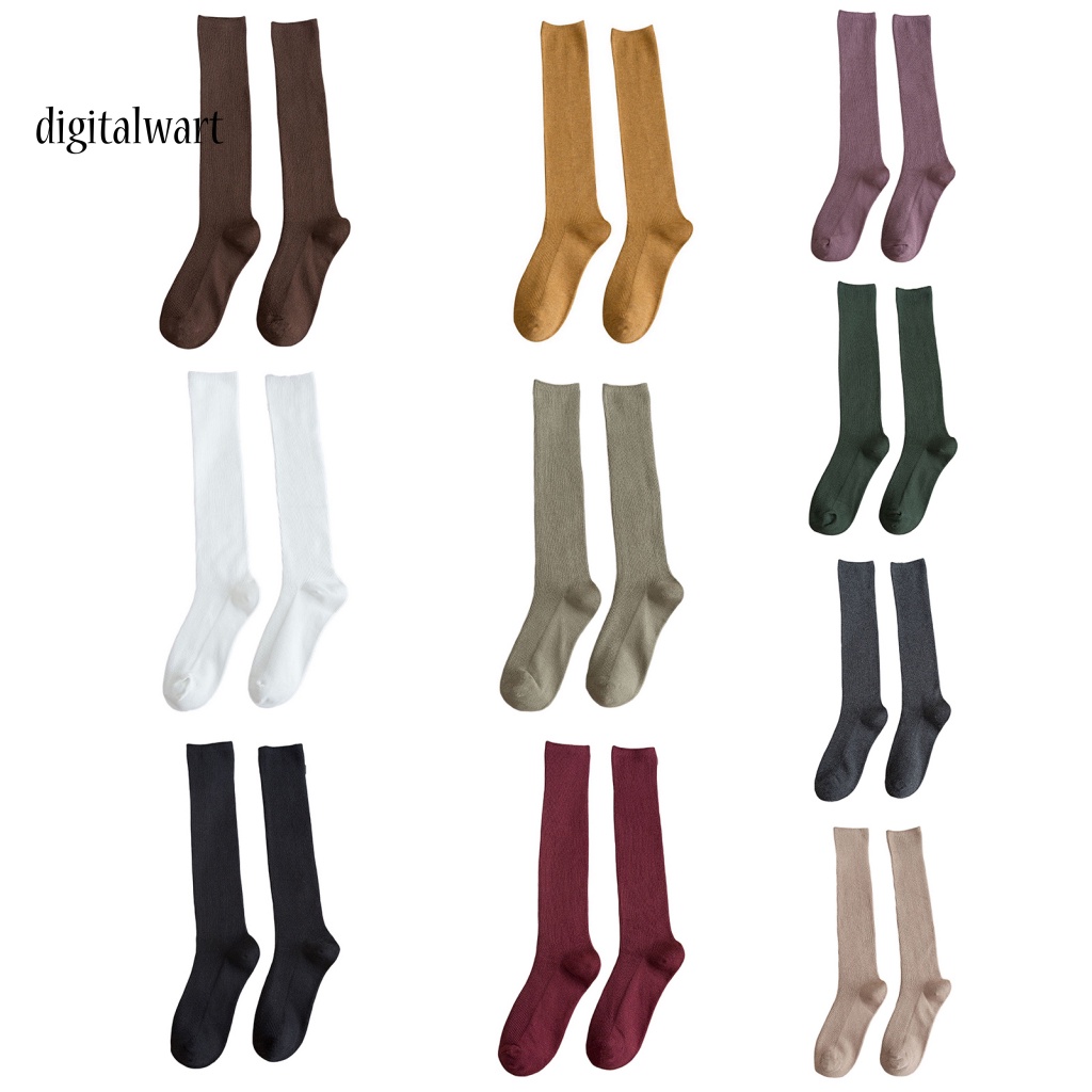 Kỹ Thuật Số| 1 Đôi Vớ Dài Mềm Mại Co Giãn Cao Chống Trượt Màu Trơn Họa Tiết Kẻ Sọc Thời Trang Mùa Đông Cho Nữ