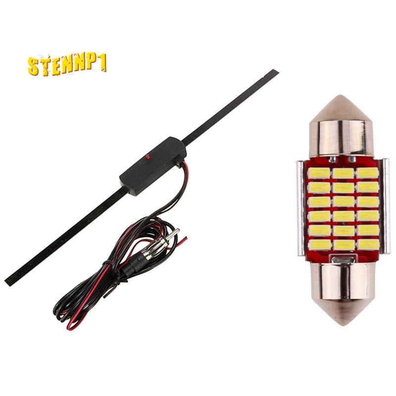 1 Ăng Ten Điện Tử Và 2 Bóng Đèn Led Biển Số Xe Hơi C5W C10W 31mm 3014 18SMD