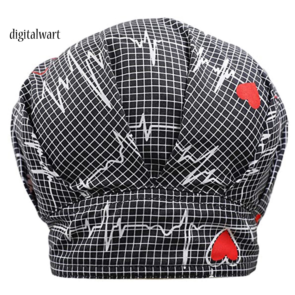 Kỹ Thuật Số| Mũ Trùm Đầu Thấm Hút Mồ Hôi Có Nút Điều Chỉnh Được In Họa Tiết ECG Cho Beautician