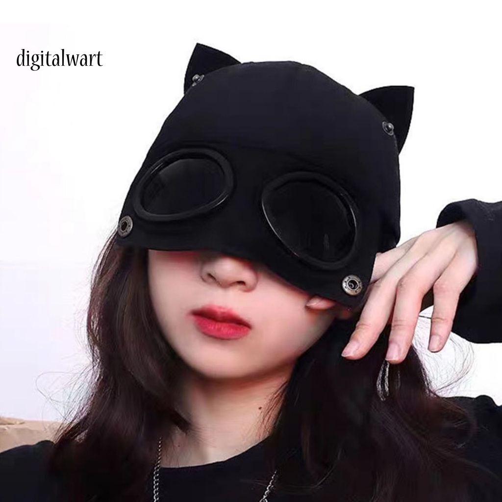 Kỹ Thuật Số| Mũ Phi Công Kèm Kính Râm Trong Suốt Trang Trí Tai Mèo Có Thể Giặt Lại Hóa Trang Cho Nữ
